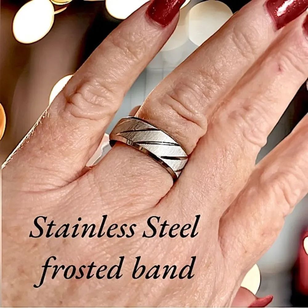 Stainless Steel l Silver l Frosted Band l Size 9 l New